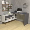 Mesa Escrivaninha Escritorio Em L 5 Nichos 1 Porta 137X136 cm Grafito Branco Artany