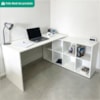 Mesa Escrivaninha Escritorio Em L 8 Nichos 140X130 cm Branco Artany