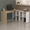 Mesa Escrivaninha Escritorio Em L 8 Nichos 140X130 cm Carvalho Branco Artany