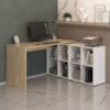 Mesa Escrivaninha Escritorio Em L 8 Nichos 140X130 cm Carvalho Branco Artany