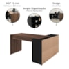 Mesa Escrivaninha Escritorio Em L 8 Nichos 140X130 cm Ipe Preto Artany