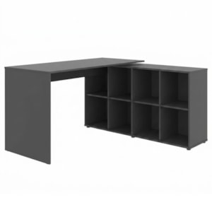 Mesa Escrivaninha Escritorio Em L 8 Nichos 140X130 cm Preto Artany