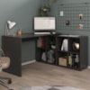 Mesa Escrivaninha Escritorio Em L 8 Nichos 140X130 cm Preto Artany