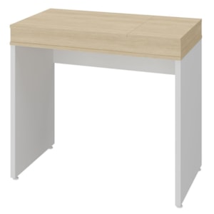 Mesa Escrivaninha Escritorio Tampo Com Abertura 85 cm Carvalho Branco Artany