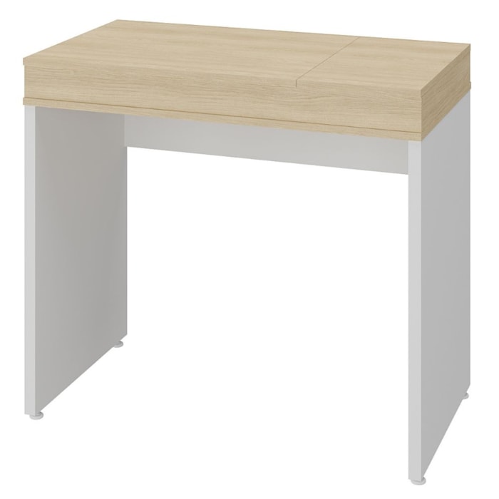 Mesa Escrivaninha Escritorio Tampo Com Abertura 85 cm Carvalho Branco Artany