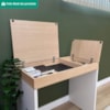 Mesa Escrivaninha Escritorio Tampo Com Abertura 85 cm Carvalho Branco Artany