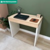 Mesa Escrivaninha Escritorio Tampo Com Abertura 85 cm Carvalho Branco Artany