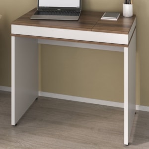 Mesa Escrivaninha Escritorio Tampo Com Abertura 85 cm Ipe Branco Artany