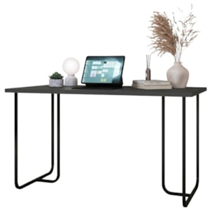 Mesa Escrivaninha Escritorio Versatil 135 cm P1069 Grafite Preto PP Milani Store