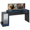 Mesa Escrivaninha Gamer 1 Gaveta 160 cm Preto Azul ARLY