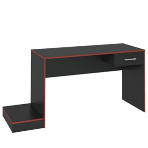 Mesa Escrivaninha Gamer 1 Gaveta 160 cm Preto Vermelho ARLY 