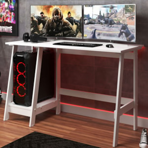 Mesa Escrivaninha Gamer 2 Pateleiras 120 cm MC190 Branco Dtall