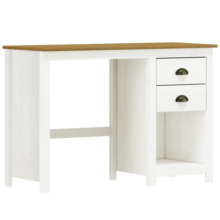 Mesa Escrivaninha Madeira Maciça 110 cm 9138 Branco Freijo Milani Store