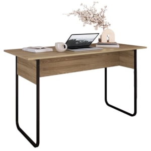 Mesa Escrivaninha Office 135 cm P1070 Oak Preto PP Milani Store