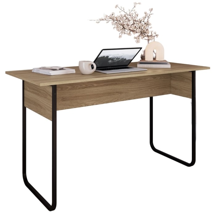 Mesa Escrivaninha Office 135 cm P1070 Oak Preto PP Milani Store