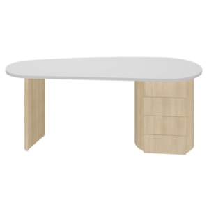 Mesa Escrivaninha Organica 4 Gavetas 183 cm Carvalho Branco Artany