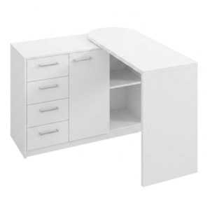 Mesa Escrivaninha Tampo Giratorio 4 Gavetas 1 Porta 2 Nichos 100X109 cm Branco Artany