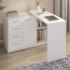 Mesa Escrivaninha Tampo Giratorio 4 Gavetas 1 Porta 2 Nichos 100X109 cm Branco Artany
