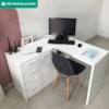 Mesa Escrivaninha Tampo Giratorio 4 Gavetas 1 Porta 2 Nichos 100X109 cm Branco Artany