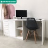 Mesa Escrivaninha Tampo Giratorio 4 Gavetas 1 Porta 2 Nichos 100X109 cm Branco Artany