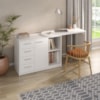 Mesa Escrivaninha Tampo Giratorio 4 Gavetas 1 Porta 2 Nichos 100X109 cm Branco Artany