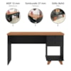 Mesa Escrivaninha Tampo Tamburato 2 Gavetas 1 Nicho 135 cm Freijo Preto Artany