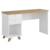 Mesa Escrivaninha Tampo Tamburato 2 Gavetas 1 Nicho 135 cm Olmo Branco Artany