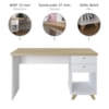 Mesa Escrivaninha Tampo Tamburato 2 Gavetas 1 Nicho 135 cm Olmo Branco Artany