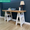 Mesa Escrivaninha Tampo Tamburato 4 Prateleiras 135X60 cm Olmo Branco Artany