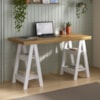 Mesa Escrivaninha Tampo Tamburato 4 Prateleiras 135X60 cm Olmo Branco Artany
