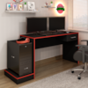 Mesa Gamer 1 Gaveta E Estante Livreiro Preto Vermelho ARLY