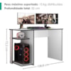 Mesa Gamer 108 cm Essence Play Branco Preto RUDK