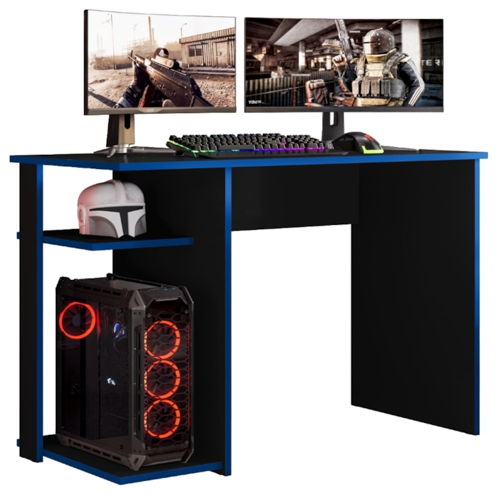 Mesa Gamer 108 cm Essence Play Preto Azul RUDK