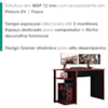 Mesa Gamer 108 cm Essence Play Preto Vermelho RUDK