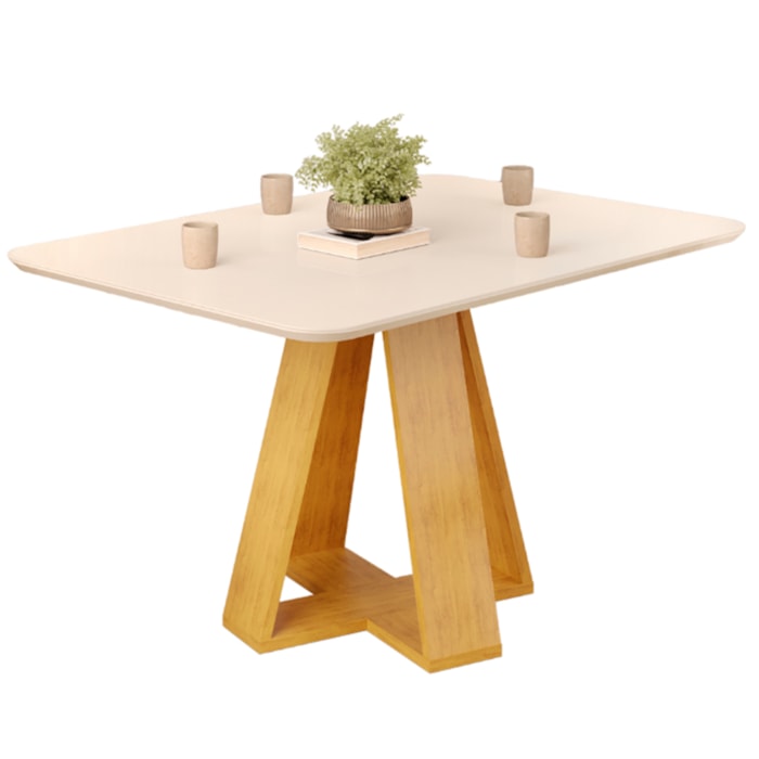 Mesa Jantar Retangular 120x90 cm Sem Vidro Kiara Cedro Quartzo Dj Moveis