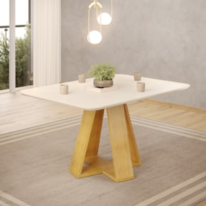 Mesa Jantar Retangular 120x90 cm Sem Vidro Kiara Cedro Quartzo Dj Moveis