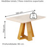 Mesa Jantar Retangular 120x90 cm Sem Vidro Kiara Cedro Quartzo Dj Moveis