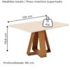 Mesa Jantar Retangular 120x90 cm Sem Vidro Kiara Freijo Quartzo Dj Moveis