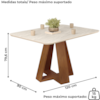 Mesa Jantar Retangular 120x90 cm Sem Vidro Kiara Freijo Quartzo Dj Moveis