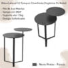 Mesa Lateral 02 Tampos Chanfrada Pe Metal Preto Nero Artesano