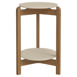 Mesa Lateral Lizz Redonda 40x60 cm Pés Madeira Off White Cedro DCASA