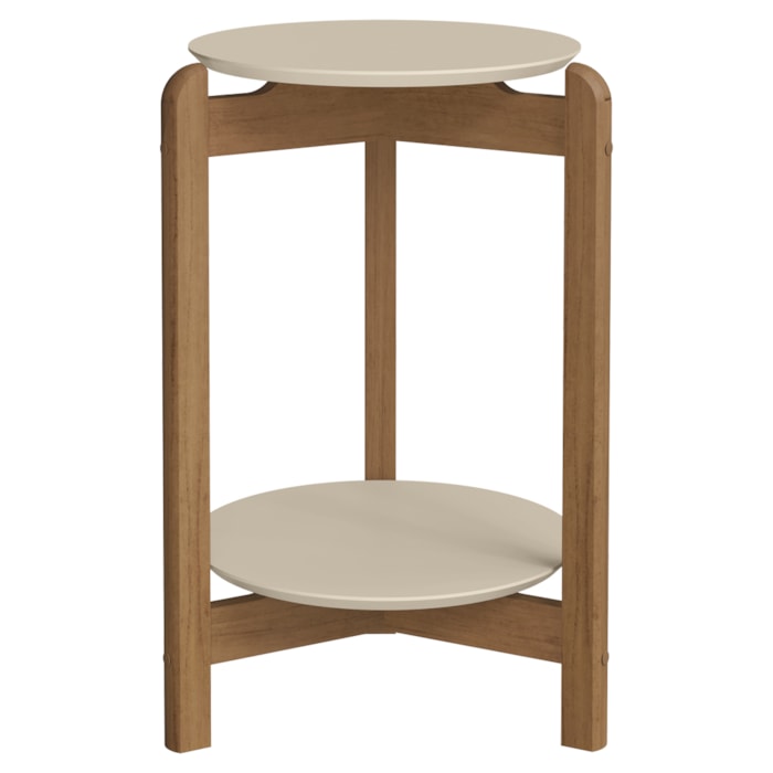 Mesa Lateral Lizz Redonda 40x60 cm Pés Madeira Off White Cedro DCASA