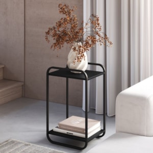 Mesa Lateral Luna 40 cm Pes Metalicos Nero Preto Artesano