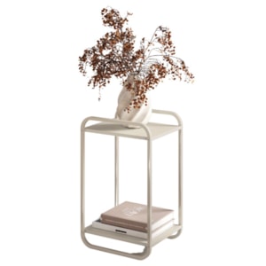 Mesa Lateral Luna 40 cm Pes Metalicos Off White Artesano