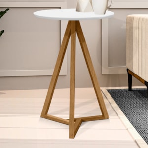 Mesa Lateral Sala De Estar Classic Branco Nature Tebar