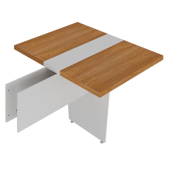 Mesa Modulo Central Modular Escritorio Tampo Tamburato 83x110 cm Freijo Branco Artany