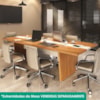 Mesa Modulo Central Modular Escritorio Tampo Tamburato 83x110 cm Freijo Branco Artany