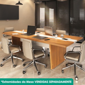 Mesa Modulo Central Modular Escritorio Tampo Tamburato 83x110 cm Freijo Branco Artany
