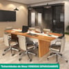 Mesa Modulo Central Modular Escritorio Tampo Tamburato 83x110 cm Freijo Branco Artany