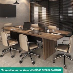 Mesa Modulo Central Modular Escritorio Tampo Tamburato 83x110 cm Nogal Preto Artany